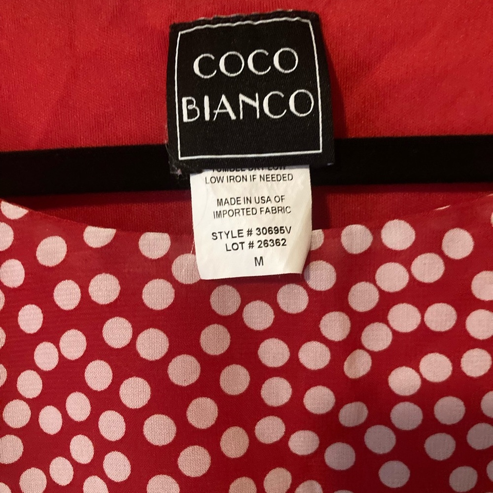 Coco Bianco Red Blouse with White Dots - Picture 3 of 3